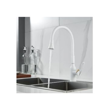 Смеситель для кухни с гибким изливом Raffine (Раффин) F303C-1, белый