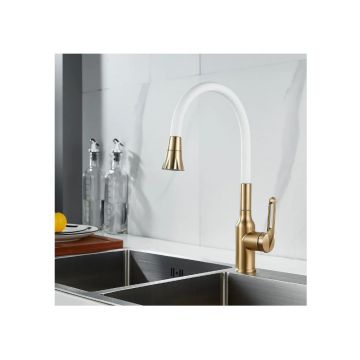 Смеситель для кухни с гибким изливом Raffine (Раффин) F303G-1, золотой сатин