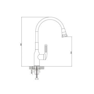 Смеситель для кухни с гибким изливом Raffine (Раффин) F303T-3, оружейная сталь