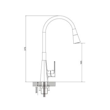 Смеситель для кухни с гибким изливом Raffine (Раффин) F313H-3, черный