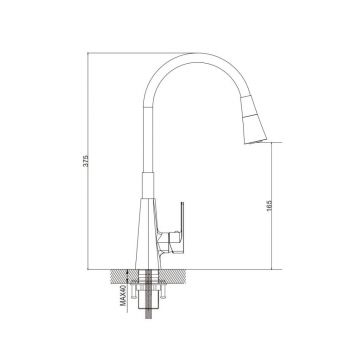 Смеситель для кухни с гибким изливом Raffine (Раффин) F313T-3, оружейная сталь