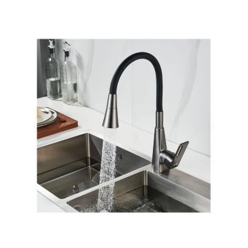 Смеситель для кухни с гибким изливом Raffine (Раффин) F313T-3, оружейная сталь