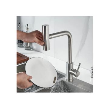 Смеситель для кухни с мультифункциональным изливом Raffine F203L, сатин