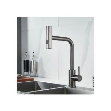 Смеситель для кухни с мультифункциональным изливом Raffine (Раффин) F203T, оружейная сталь