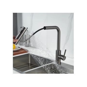 Смеситель для кухни с мультифункциональным изливом Raffine (Раффин) F203T, оружейная сталь