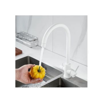 Смеситель для кухни с подключением фильтра воды Raffine (Раффин) F108C, белый