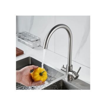 Смеситель для кухни с подключением фильтра воды Raffine (Раффин) F108L, сатин