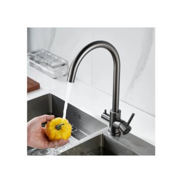 Смеситель для кухни с подключением фильтра воды Raffine (Раффин) F108T, оружейная сталь