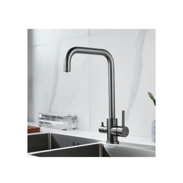 Смеситель для кухни с подключением фильтра воды Raffine (Раффин) F118T, оружейная сталь