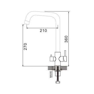 Смеситель для кухни с подключением фильтра воды Raffine (Раффин) F118T, оружейная сталь