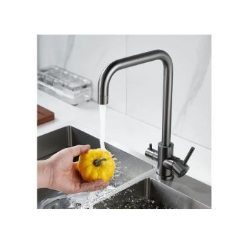 Смеситель для кухни с подключением фильтра воды Raffine (Раффин) F118T, оружейная сталь