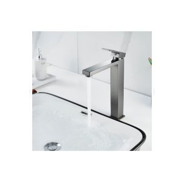 Смеситель для раковины высокий Raffine (Раффин) F1196T, оружейная сталь