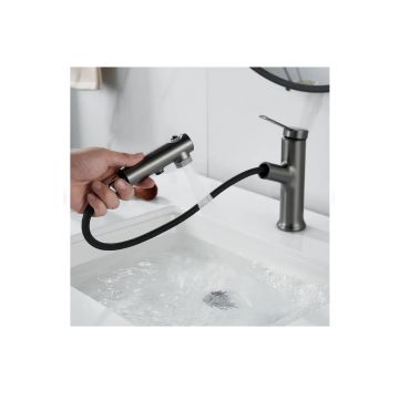 Смеситель для раковины многофункциональный Raffine (Раффин) F281T, оружейная сталь