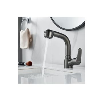 Смеситель для раковины многофункциональный Raffine (Раффин) F291T, оружейная сталь