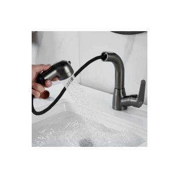 Смеситель для раковины многофункциональный Raffine (Раффин) F291T, оружейная сталь