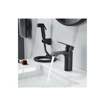 Смеситель для раковины с гигиеническим душем Raffine (Раффин) F171H, черный