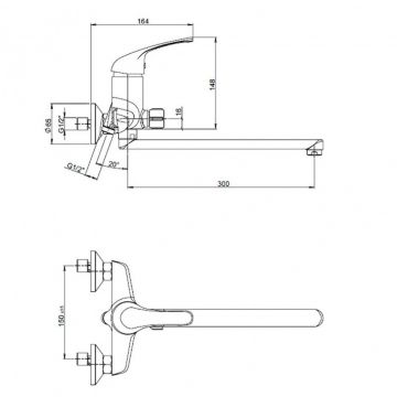 Смеситель для ванны Paini Trento с длинным изливом без аксессуара TRCR119LMKM хром