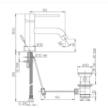 Смеситель для раковины Paini (Паини) Cox с длинным изливом 78PZ211LBL черный брашированный