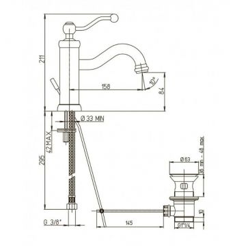 Смеситель для раковины Paini (Паини) Duomo с донным клапаном 88OP211 золото