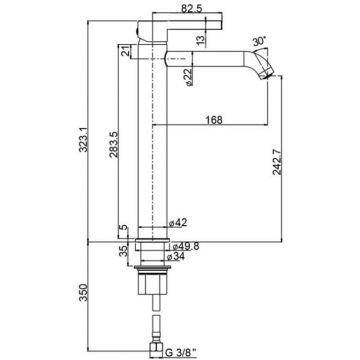 Смеситель для раковины Paini (Паини) Brera без донного клапана, высокий 74PZ205OLL черный брашированный