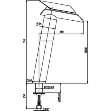 Смеситель для раковины Paini (Паини) Morgana без донного клапана высокий, излив стекло 73OP205VRLL золото