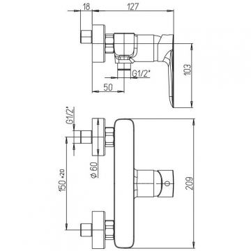 Смеситель для душа Paini (Паини) Nove без аксессуара 09YO511 черный