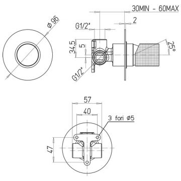Смеситель для душа Paini (Паини) Cox Grip встраиваемый 7GPJ690 брашированное золото