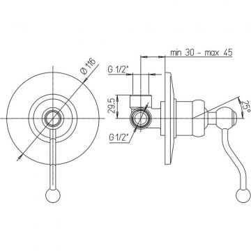 Смеситель для душа Paini (Паини) Duomo встраиваемый 88F3690 старая бронза