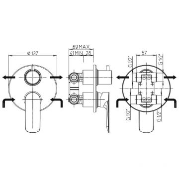 Смеситель для душа Paini (Паини) Nove встраиваемый c дивертором 09YO6911 черный