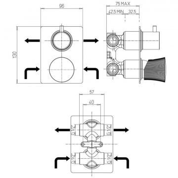 Смеситель для ванны Paini (Паини) Domus (Домус) встраиваемый 18PJ691PZ брашированное золото