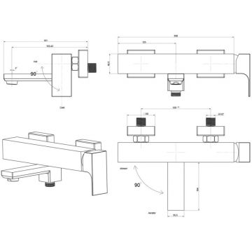 Смеситель для ванны Paini (Паини) Grazia без аксессуара 21PZ111 черный брашированный