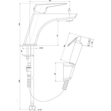 Смеситель для раковины Paini (Паини) Torre с гигиеническим душем 98YO205/574 черный