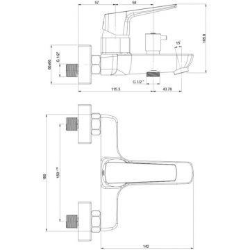 Смеситель для ванны Paini (Паини) Bari без аксессуара RTYO111 черный