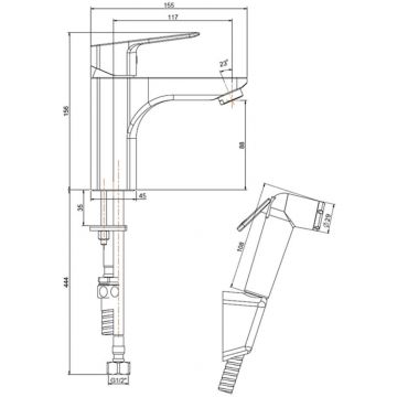 Смеситель для раковины Paini (Паини) Viva Style с гигиеническим душем P4YO205/574 черный