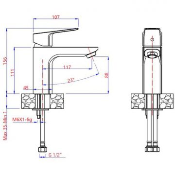 Смеситель для раковины Paini (Паини) Viva Style без донного клапана P4YO205 черный