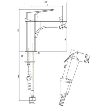 Смеситель для раковины Paini (Паини) Viva Style с гигиеническим душем P4CR205/574 хром