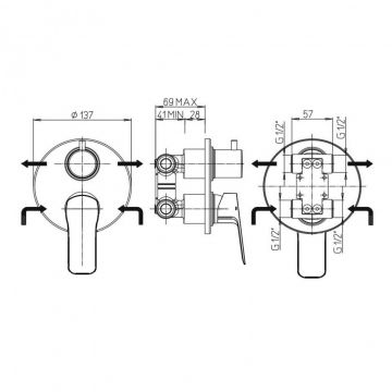 Смеситель для ванны Paini (Паини) Viva Style встраиваемый P4YO6911 черный