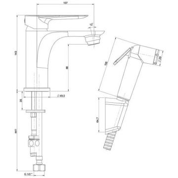 Смеситель для раковины Paini (Паини) Garda с гигиеническим душем 76CR205/574 хром