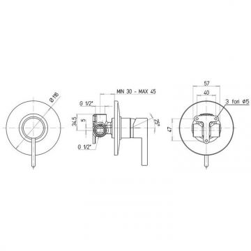 Смеситель для душа Paini (Паини) Brera встраиваемый 74PZ690 черный брашированный