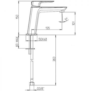 Смеситель для раковины Paini (Паини) Nove без донного клапана 09YO205ME черный