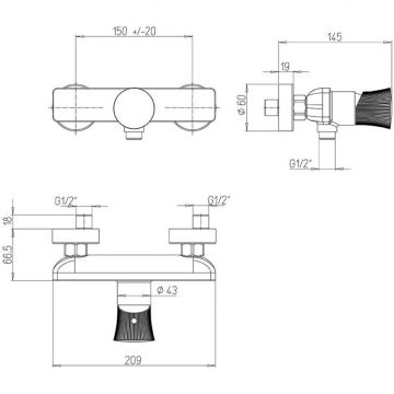 Смеситель для душа Paini Domus 18PJ511PZ брашированное золото