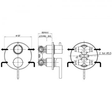 Смеситель для ванны Paini (Паини) Brera встраиваемый 74PJ6911 брашированное золото
