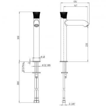 Смеситель для раковины Paini (Паини) Domus (Домус) без донного клапана высокий 18PJ205PZLL брашированное золото