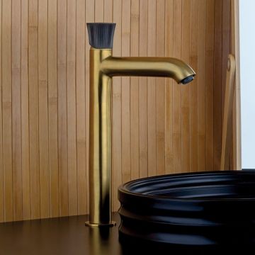 Смеситель для раковины Paini (Паини) Domus (Домус) без донного клапана высокий 18PJ205PZLL брашированное золото