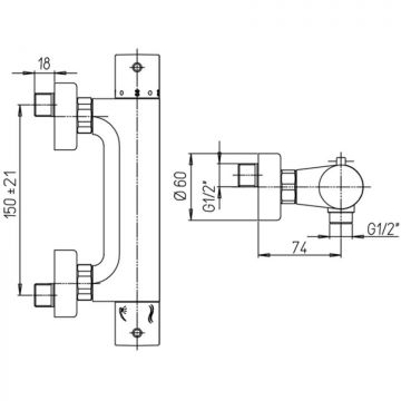 Смеситель для душа Paini (Паини) COX без аксессуара, с термостатом 78CR511TH хром
