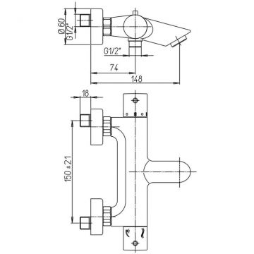 Смеситель для ванны Paini (Паини) Cox с термостатом 78PZ111TH черный брашированный