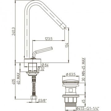 Смеситель для раковины Paini (Паини) Pixel с донным клапаном 81CR211NEWKM хром