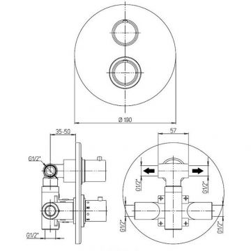 Смеситель для ванны Paini (Паини) Cox встраиваемый, с термостатом 78PJ691TH брашированное золото