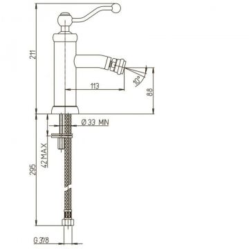 Смеситель для биде Paini (Паини) Duomo без донного клапана 88PJ304 брашированное золото