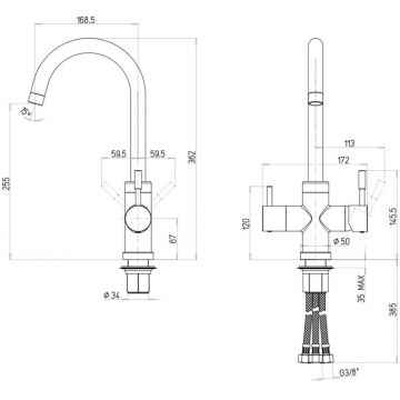 Смеситель для кухни Paini (Паини) Cox на 3 воды 7890643CR3V11L2KM Ultrawhite